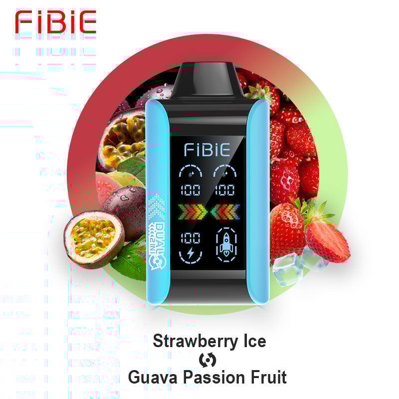 STRAWBERRY ICE & GUAVA PASSION FRUIT -FIBIE 15000 Dual Flavors Disposable Vapor Wands(15000 PUFFS)