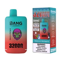 Bang Leader 32000 Puffs Disposable Vape (0% to 5% Nicotine) - Dual Pods, 26ml+26ml E-Liquid 650mah Type-C Rechargeable 18 Flavors