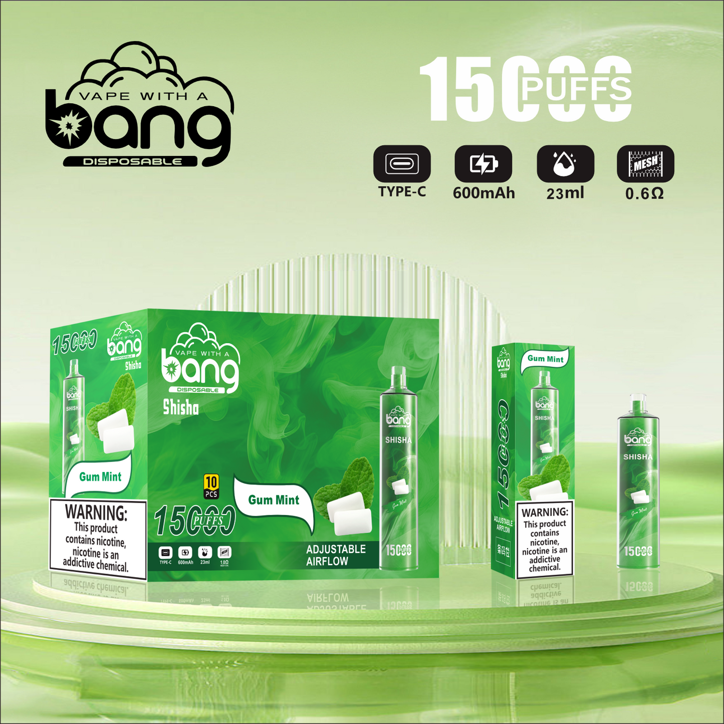 Bang King 15000 Puffs Vape 15K Disposable Vape Pen E Cigarette Prefilled 30ml 850mAh 18 Flavors
