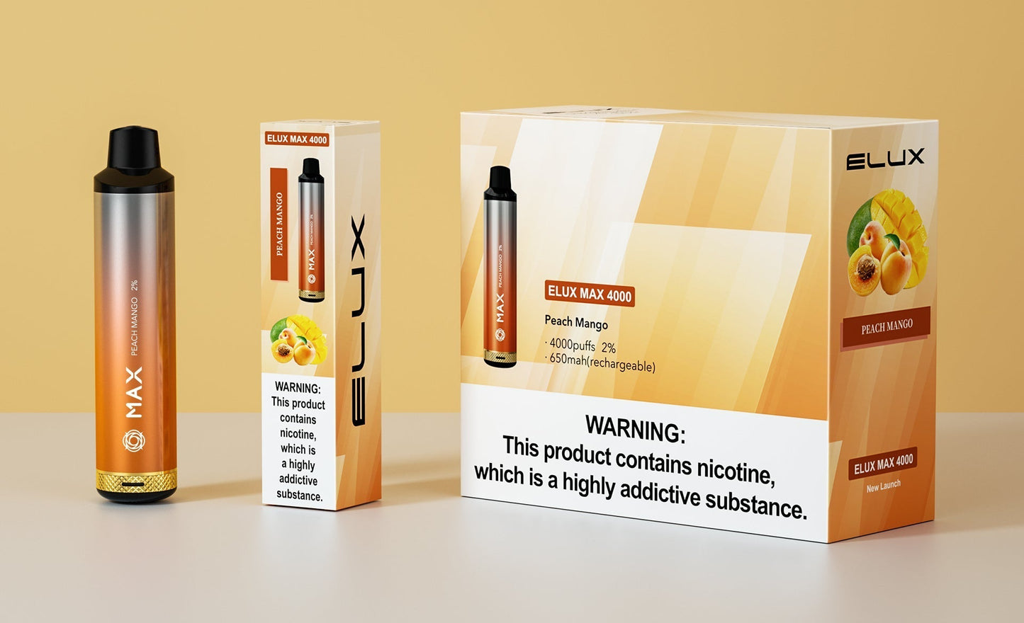 Elux Max 4000 puff bar Airflow Adjustable Rechargeable Vape disposable 2 ml e-liquid