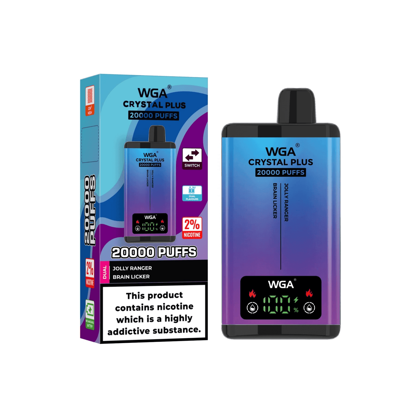 WGA Crystal PLUS SMART double flavor 20000 puff Disposable Vape Wholesale,650 mAh 25 ML 15 Flavors