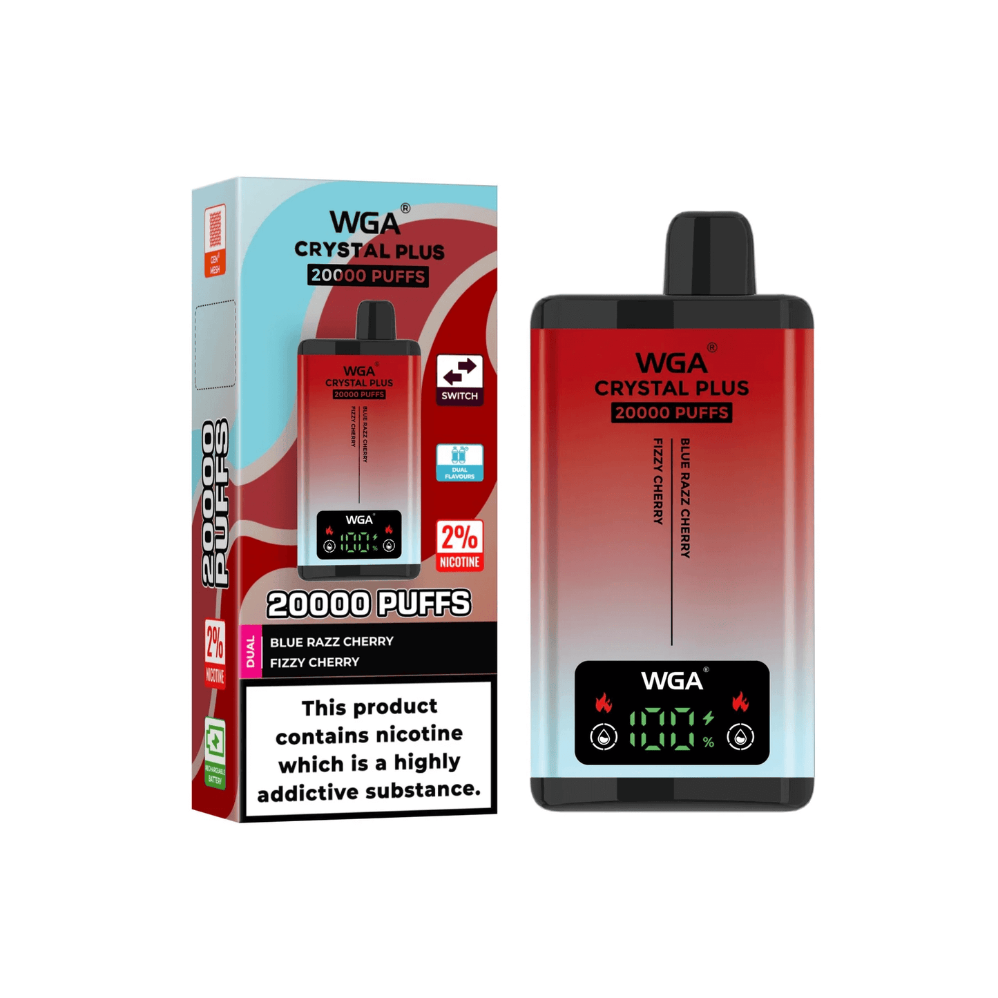 WGA Crystal PLUS SMART double flavor 20000 puff Disposable Vape Wholesale,650 mAh 25 ML 15 Flavors
