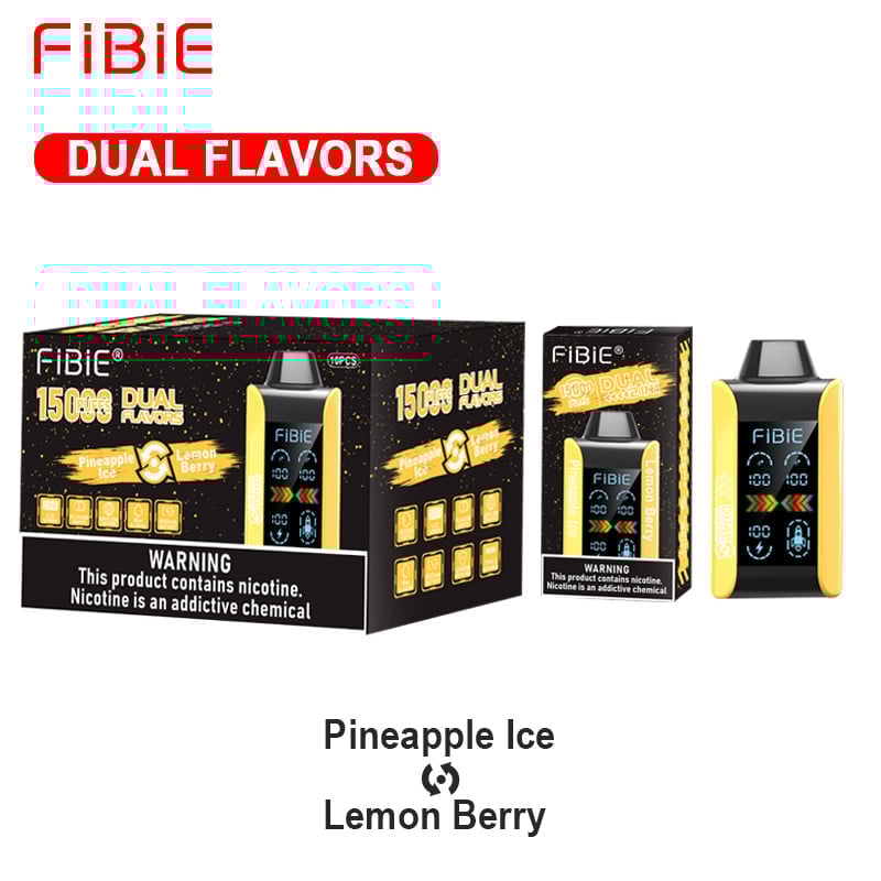 PINEAPPLE ICE & LEMON BERRY -FIBIE 15000 PUFFS Dual Flavors Disposable Vapor Wands(15000 PUFFS)