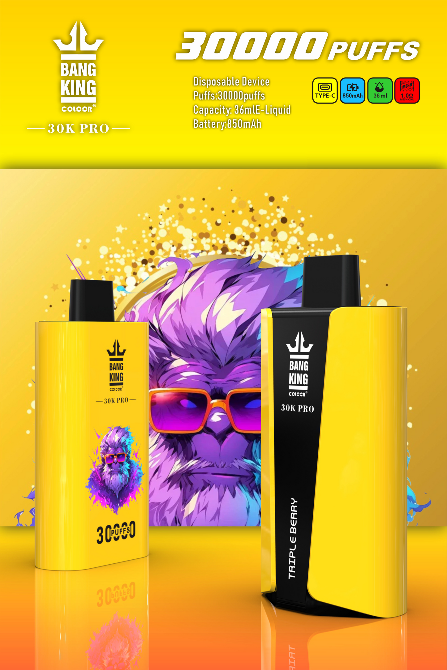 Bang King 30000 PRO 30k puffs Disposable Vape 850mah 12 Flavors