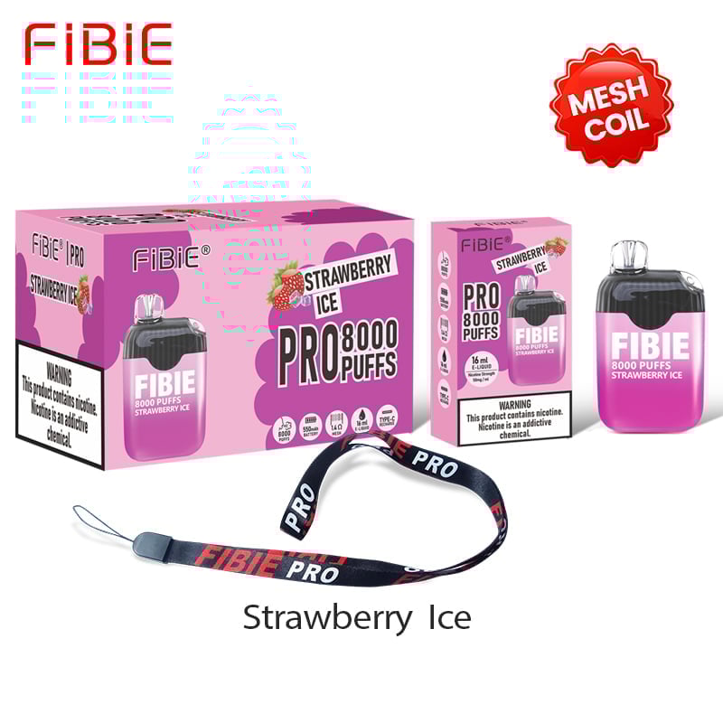 Strawberry--Ice- FIBIE 8000 Puffs Disposable Vapor Wands(8000 PUFFS)