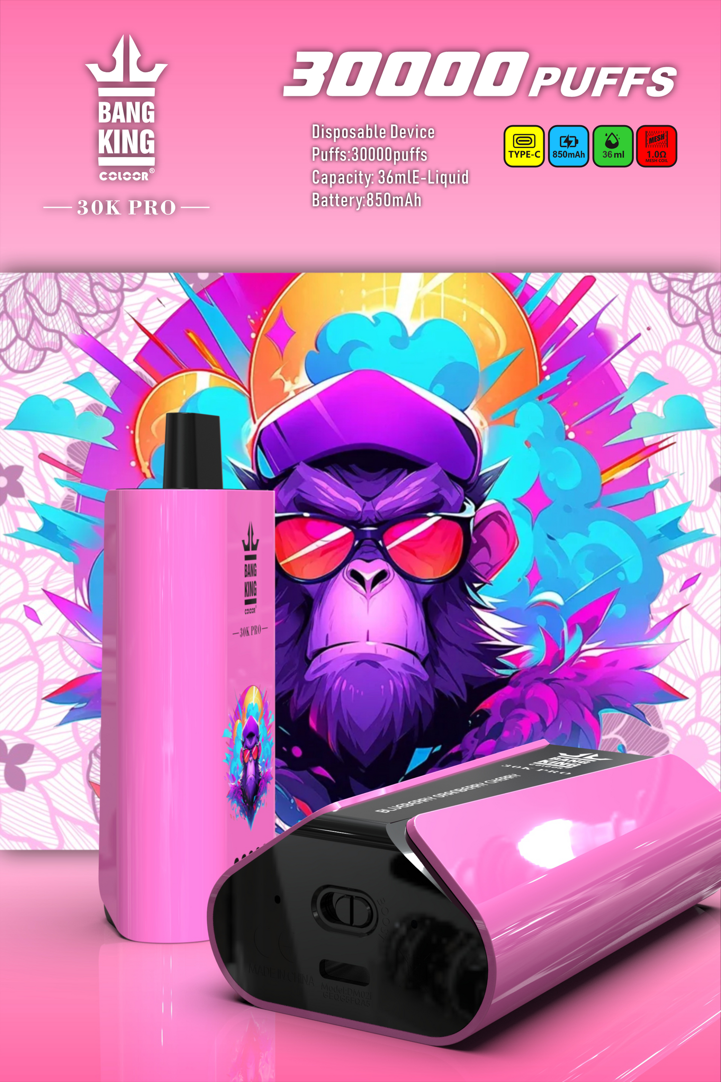 Bang King 30000 PRO 30k puffs Disposable Vape 850mah 12 Flavors