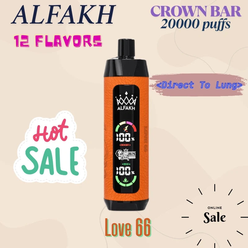 ALFAKH CROWN BAR 20K VAPE Wholesale Direct Price Hot Deal-850mAh battery. 20ml E-liquid. Multiple Nicotine 12 Flavors