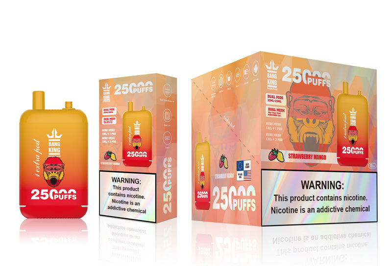 Bang King 25000 Puffs - 46mL pre-filled e-liquid Dual Tank (0% to 5% Nicotine);650mAh Battery 12 Flavors