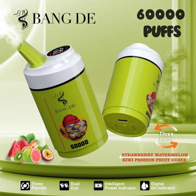 Bang DE 60K 3 in 1 Flavors Hot-Selling Model Wholesale Deal-850mAh battery. 60ml E-liquid. Multiple Nicotine 12 Flavors