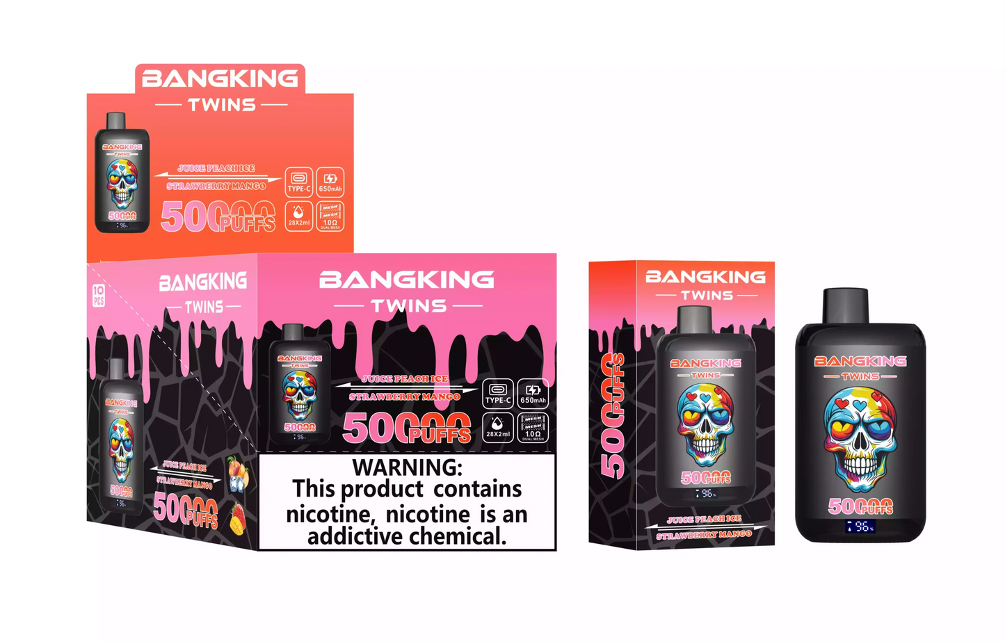 BANG KING TWINS 50000 Puffs DSK054 Bulk Buy Rechargeable Disposable Vapes Wholesale