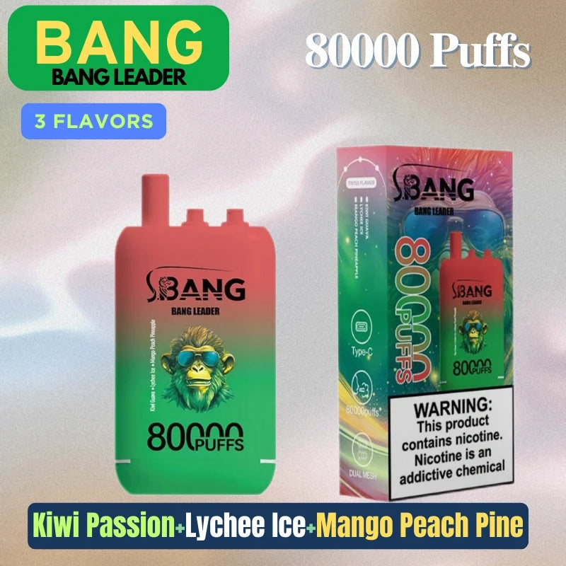 Bang leader 80000 Puffs Triple Flavors Disposable Price Super Sale-850mAh Battery. Multiple Nicotine 12 Flavors