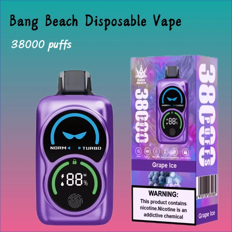 Bang Beach 38000 Diposable Vape Discount Price Good Sale Vape-850mAh Battery. 38ml E-liquid. Multiple Nicotine 12 Flavors