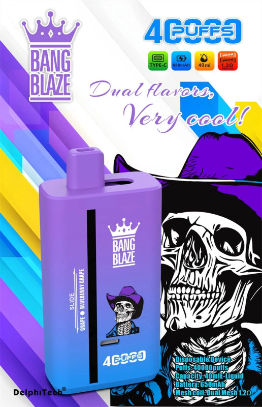 Bang Blaze 40000 Dual Flavors Disposable Vape - 40ml E-Liquid, 650mAh Battery 12 Flavors