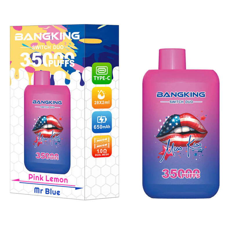 Bang King 35000 Puffs Disposable Vape(0% to 5% Nicotine) - 36ml E-Liquid. 650mAh Battery Summer 12 Flavors
