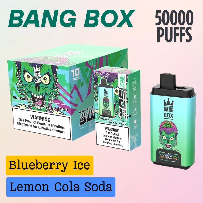 Bang Box 50k Double Flavors Vape Best Seller Wholesale Price-850mAh Battery. 45ml E-liquid. Multiple Nicotine 12 Flavors