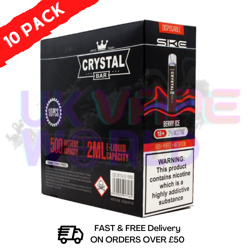 Berries Ice - Crystal Bar Puffs 600 SKE Schachtel mit 10 Stück - 26,99 £