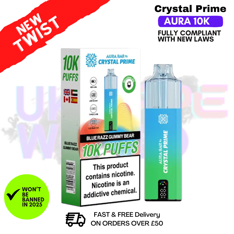 Blue Razz Gummy Bear Crystal Prime 10K Puff Pod Kit