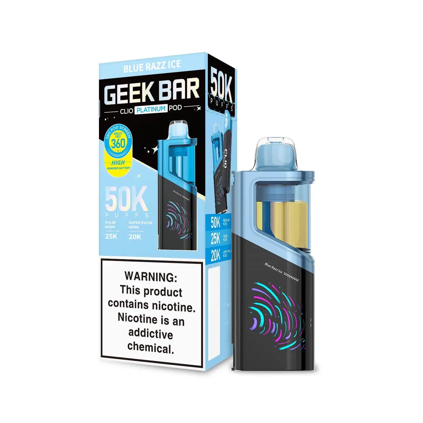 Blue Razz Ice - Geek Bar Clio Platinum 50k Disposable Vape Pod