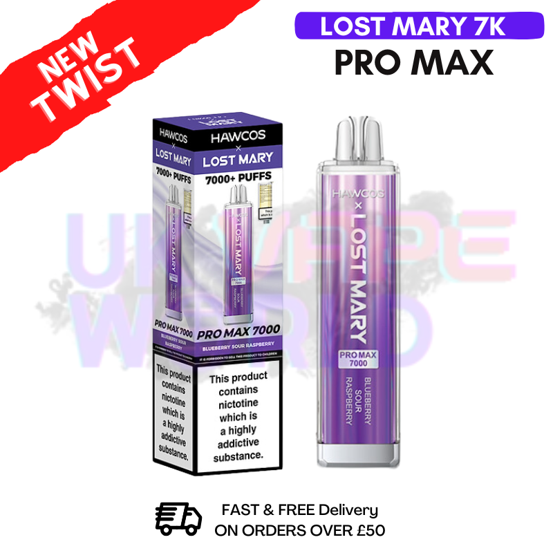 Blueberry Sour Raspberry Lost Mary 7K 7000 Puff Pro Max Bar