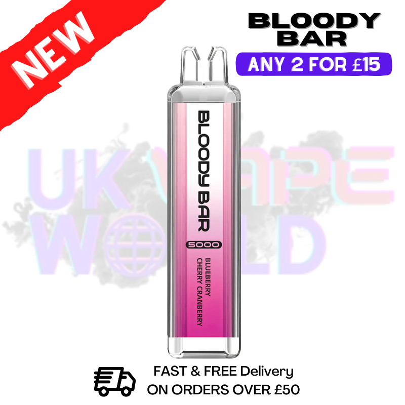 Bloody-Mix-Riegel mit Blaubeere, Kirsche und Cranberry, 5000 Stück, Einweg-Zigarette