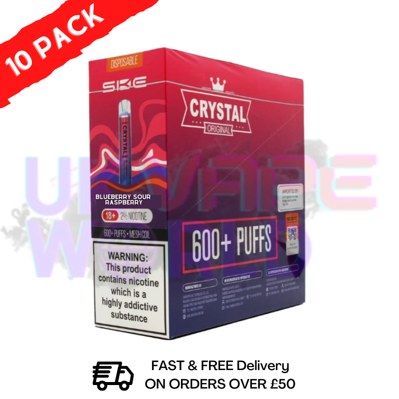 Blaubeer-Sauer-Himbeere - Crystal Bar Puffs 600 SKE 10er-Packung