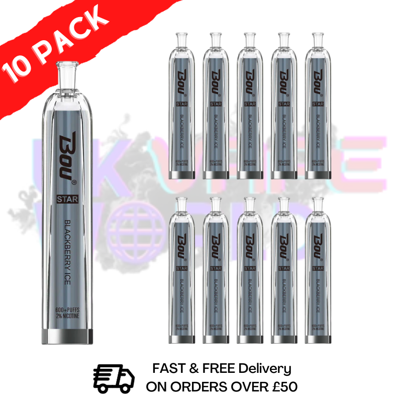 Brombeer-Eis – Bou Star Riegel, 600 Puffs, 10er-Packung