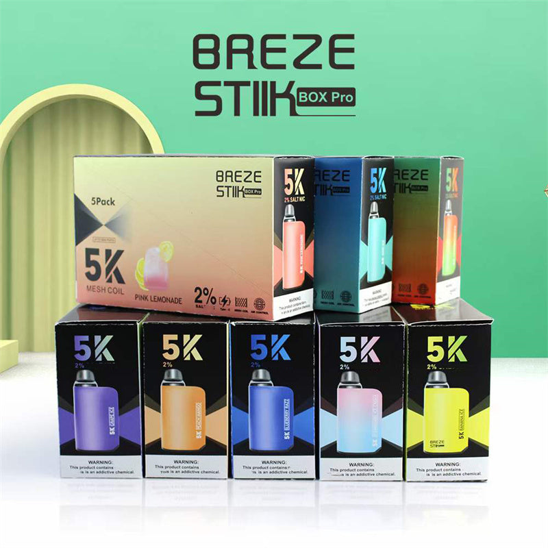 Breze Stiik Box Pro | 5K Puffs | Adjustable Airflow | 12 Flavors