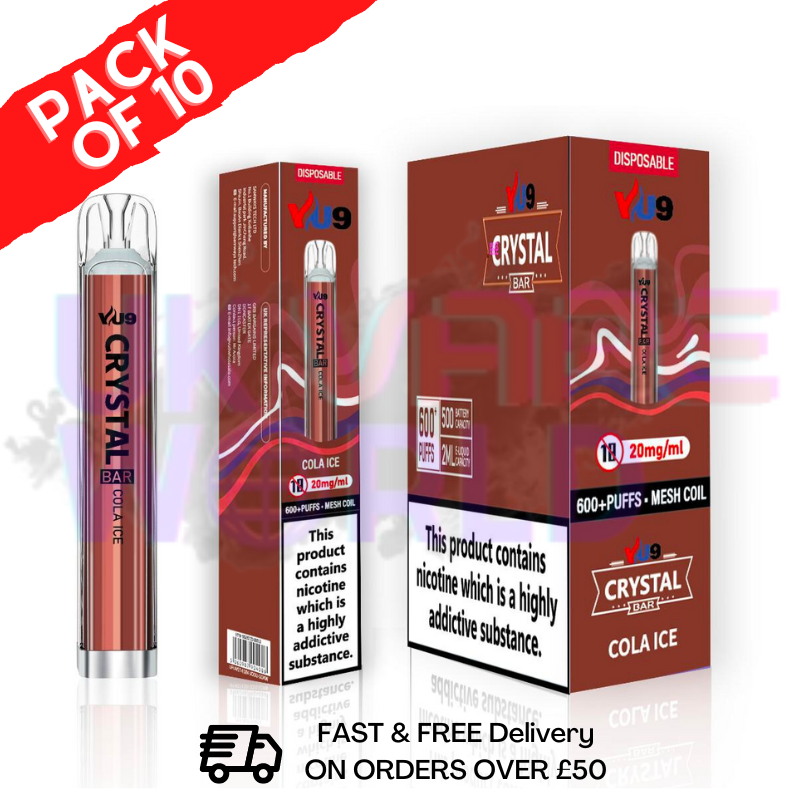 Box Of 10 - COLA Crystal VU9 600 Puffs