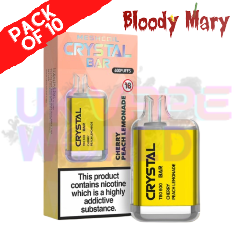 Kirsch-Pfirsich-Limonade – Bloody Mary CRYSTAL 600 Puffs, 10er-Packung