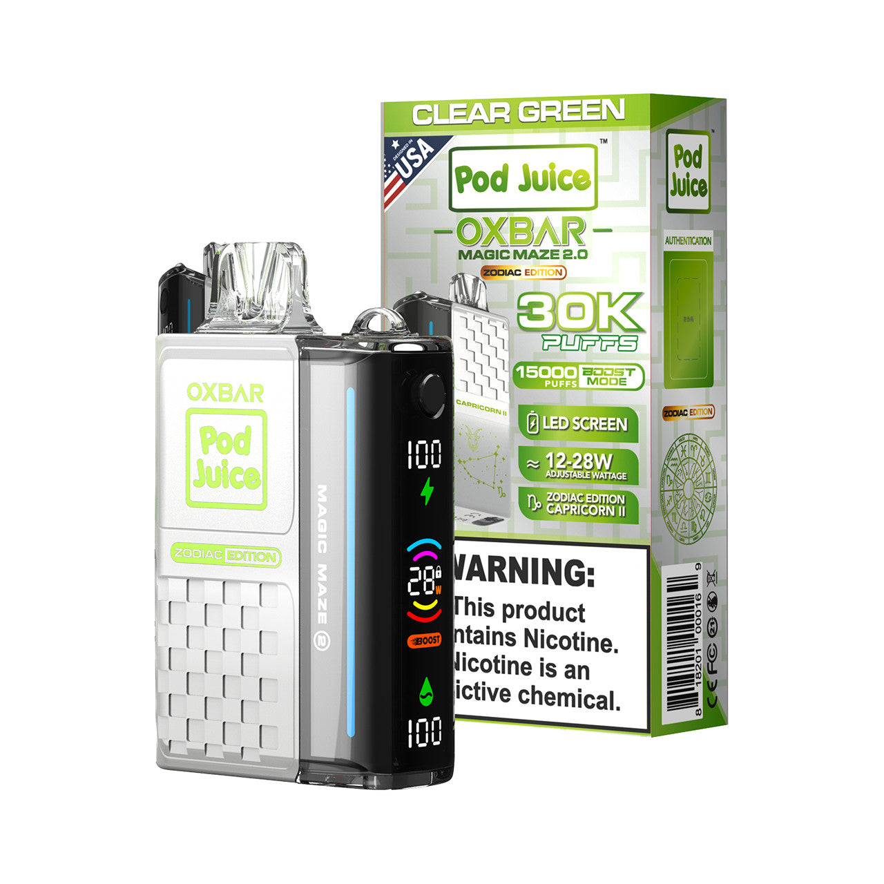 Clear Green Oxbar Magic Maze 2.0 Pod Juice 30K