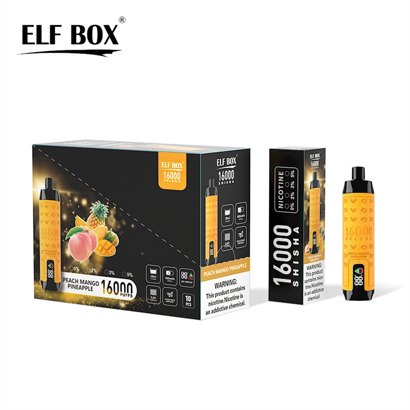 Elf Box Shisha 16000 Puff 16k Bar E Cigarette Disposable Vape With Pen Hookah Led Display Wholesale