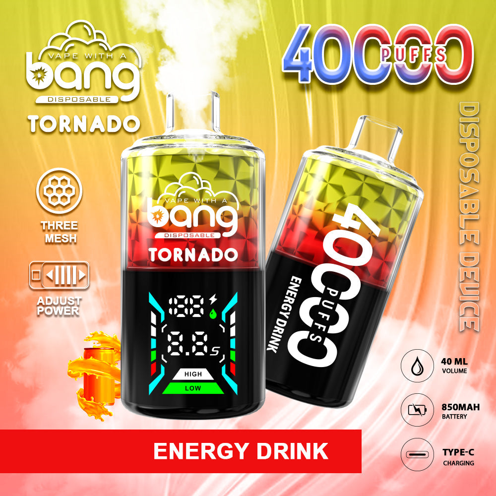 Bang Tornado 40000 Puffs Disposable Vape – 850mAh Battery, 40ml E-liquid, Multiple Nicotine 12 Flavors
