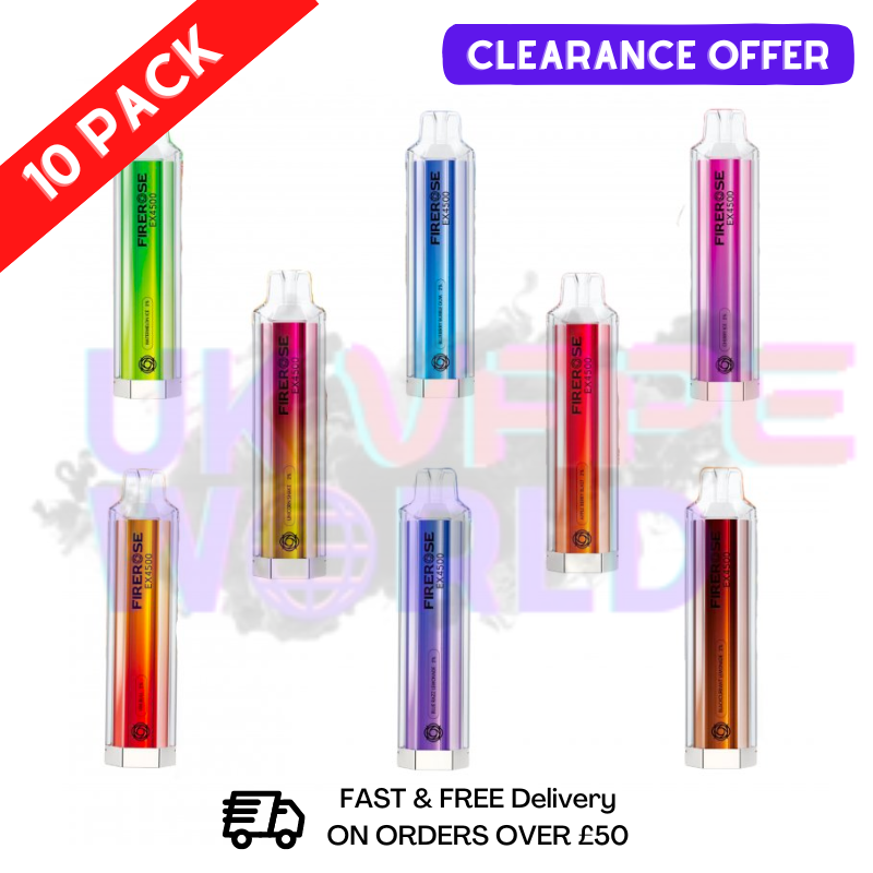 Box Of 10 FireRose Elux EX 4500 Vape Puff Disposable Bars