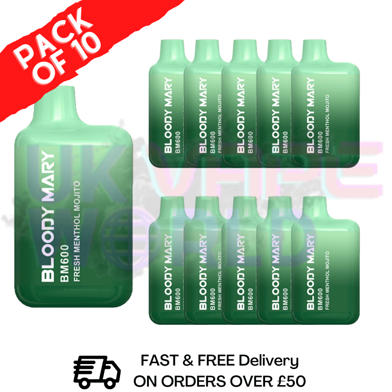 Frischer Menthol-Mojito Bloody Mary, 600 Puffs, 10er-Packung
