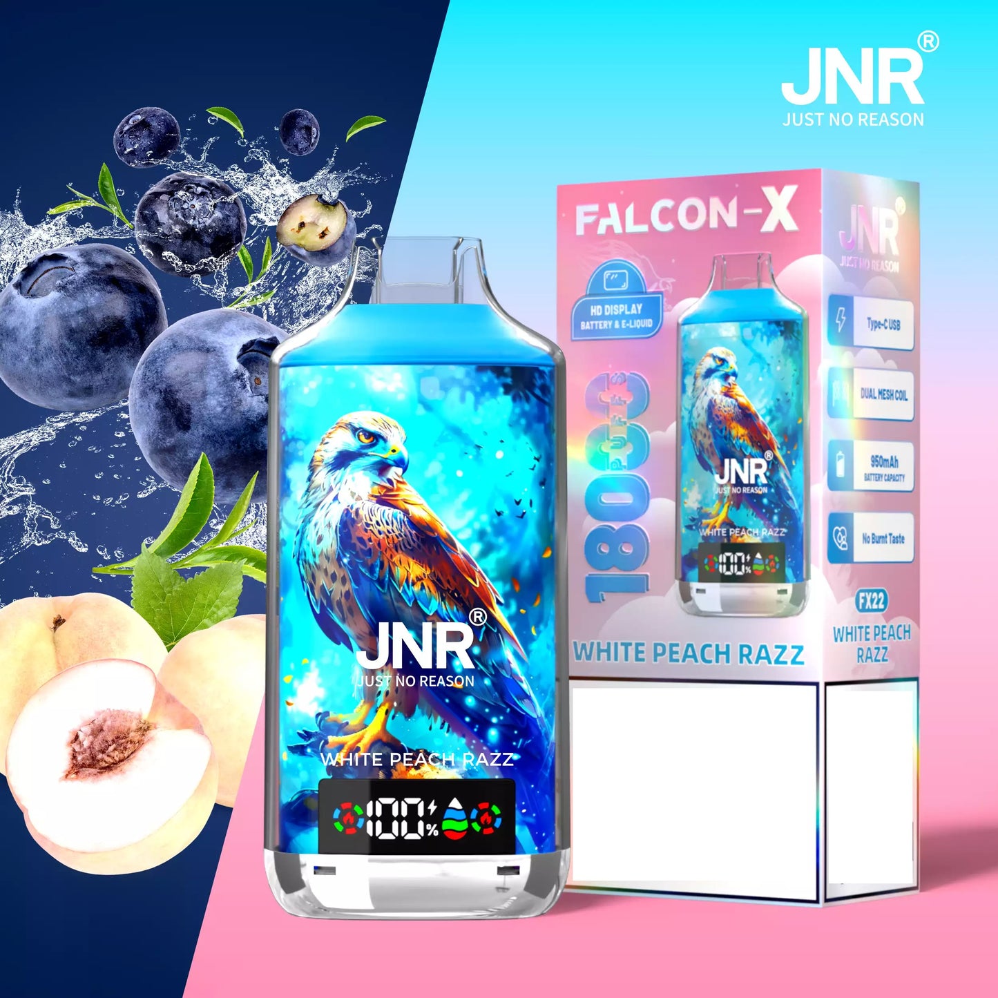 JNR FALCON X 18000 Puffs Dual Mesh LED Display Bulk Buy Rechargeable Disposable Vapes Wholesale