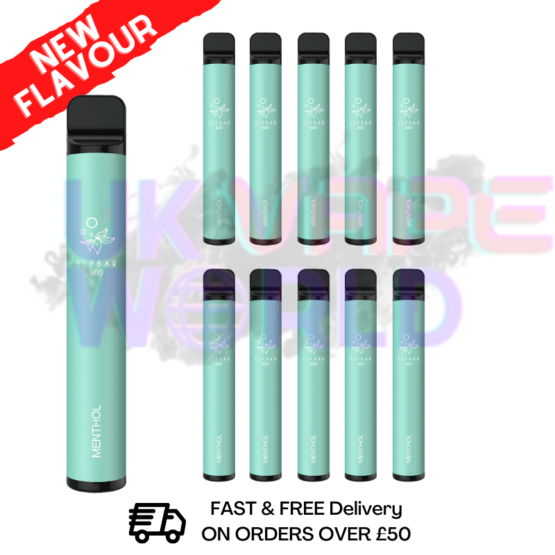 Elf Bar 600puff - Menthol Flavour Box of 10