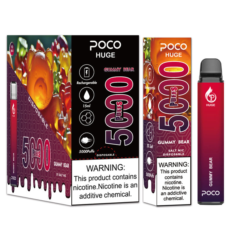 Poco Huge 5000 Züge – 15 ml, 5 % Nikotinsalz, 10 Geschmacksrichtungen, wiederaufladbar
