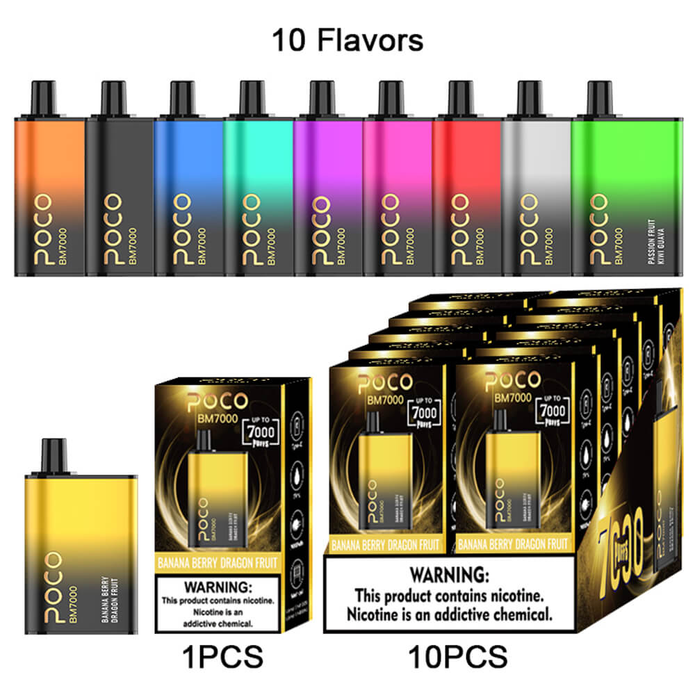 POCO BM7000 PUFF Disposable Vape 17ML 850mAh 10 Flavors In Sales