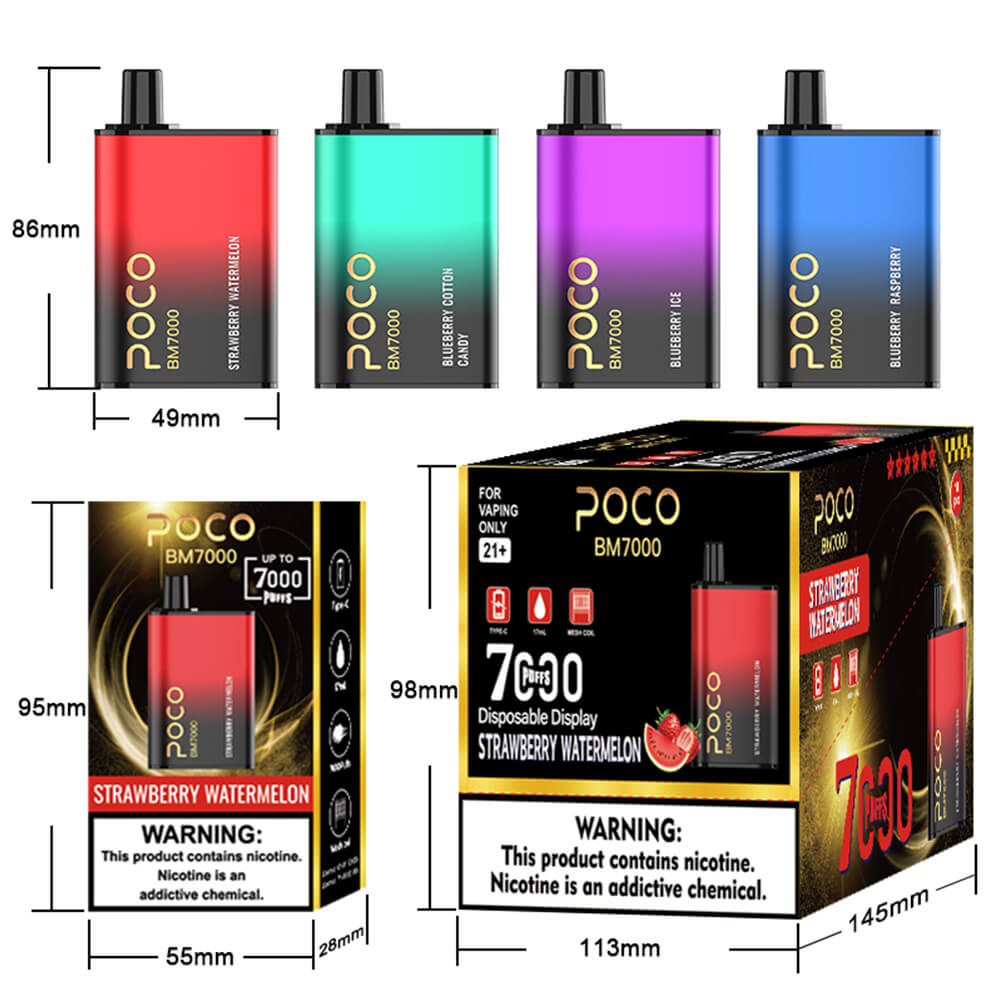 POCO BM7000 PUFF Disposable Vape 17ML 850mAh 10 Flavors In Sales