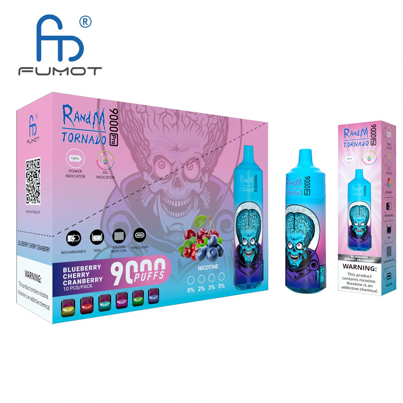 RandM Tornado 9000 Pro Einweg-E-Zigarette – 18 ml, 20 Geschmacksrichtungen, wiederaufladbar