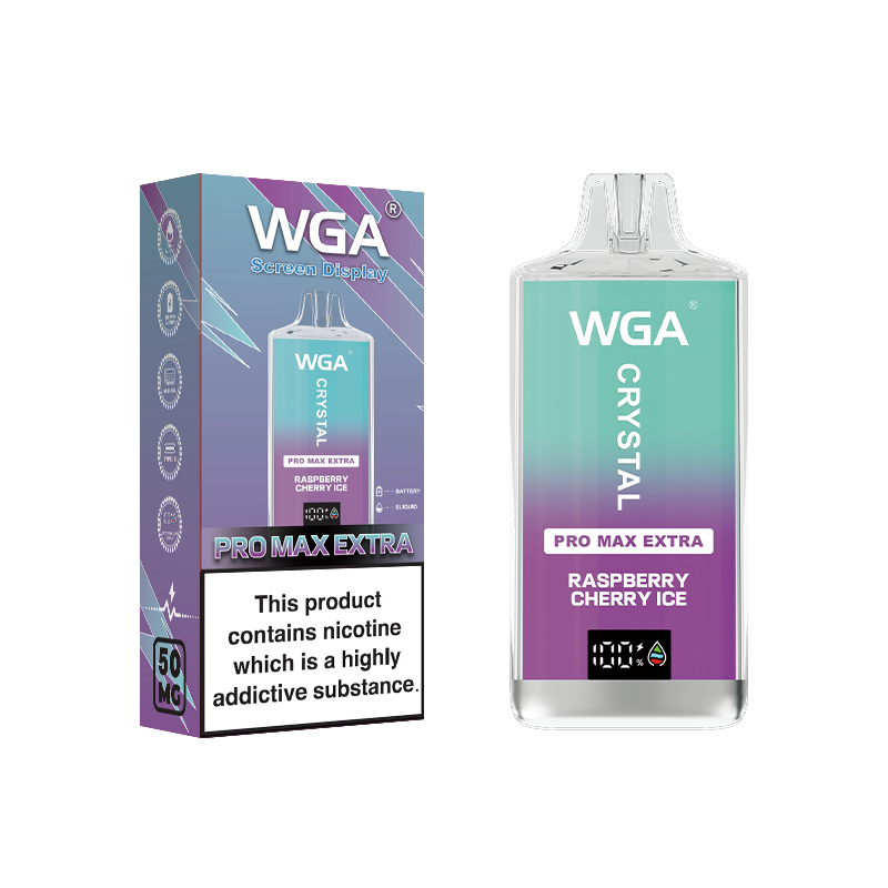 wga Disposable Vape Crystal Raspberry-Cherry-Ice 15000 Puffs