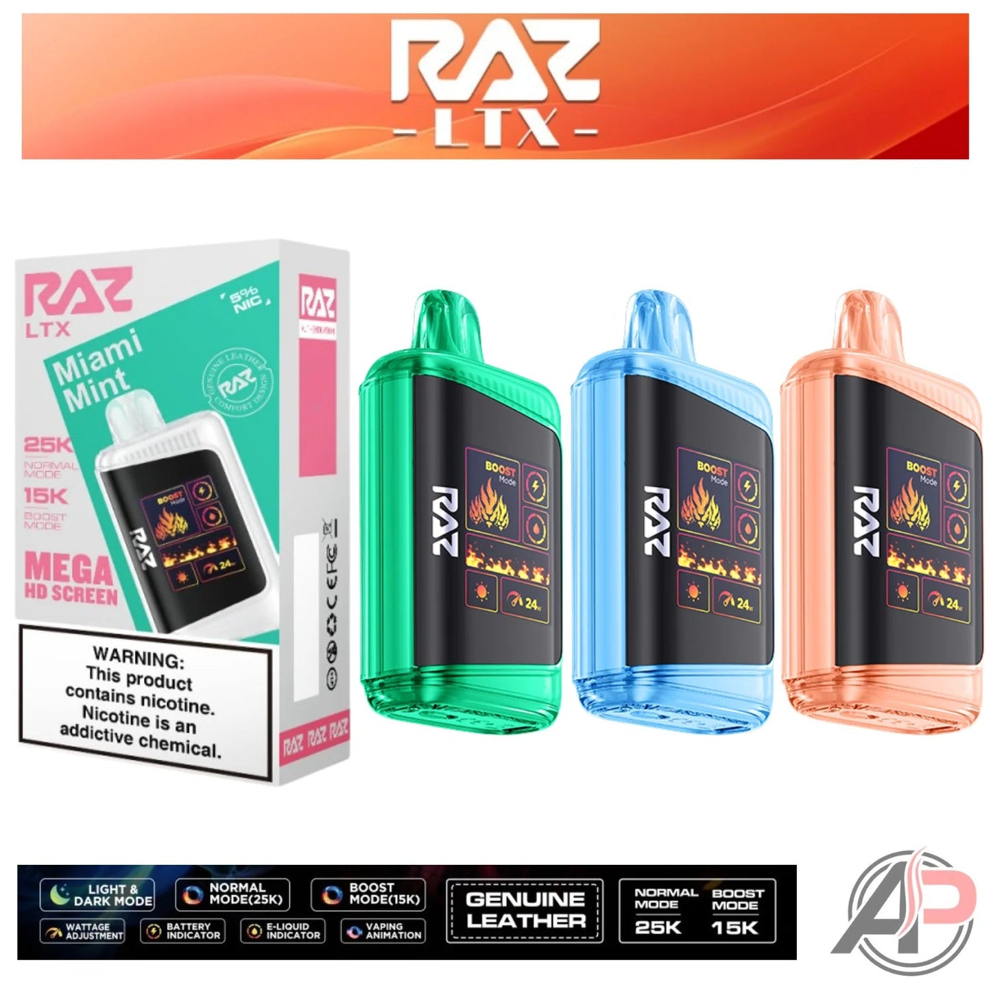 RAZ LTX 25K Gush Edition Disposable Vape 800mAh 15 Flavors