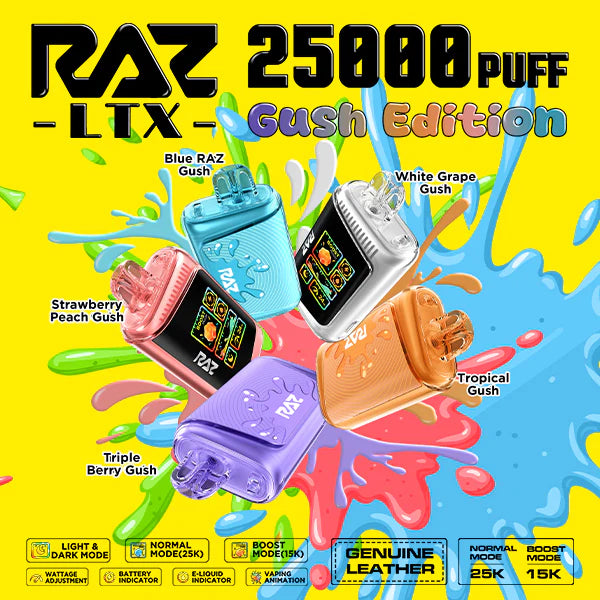 RAZ LTX 25K Gush Edition Disposable Vape 800mAh 15 Flavors