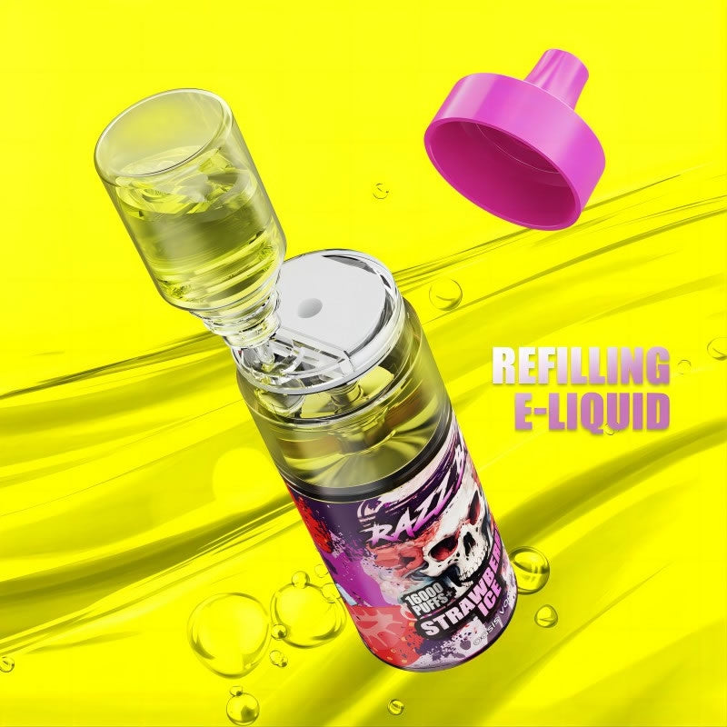 Razz Bar 16000 Züge – 20 ml, 5 % Nikotinsalz, 12 Geschmacksrichtungen, nachfüllbar