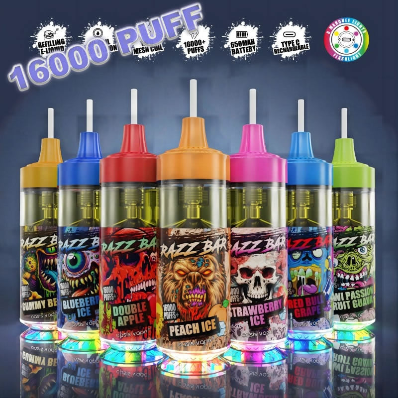 Original Razz Bar 16000 Puffs Refillable Disposable Vape E Cigarette Puff 16k – Razz Bar 16k Puff