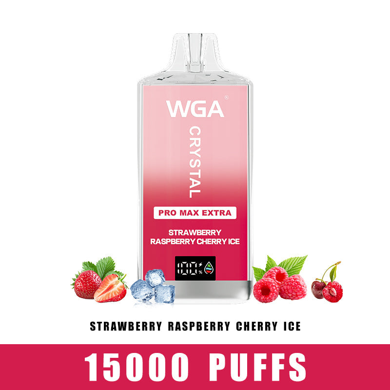 wga vape Crystal STRAWBERRY RASPBERRY CHERRY ICE Pro Max Extra 15000 Puffs Disposable Vape