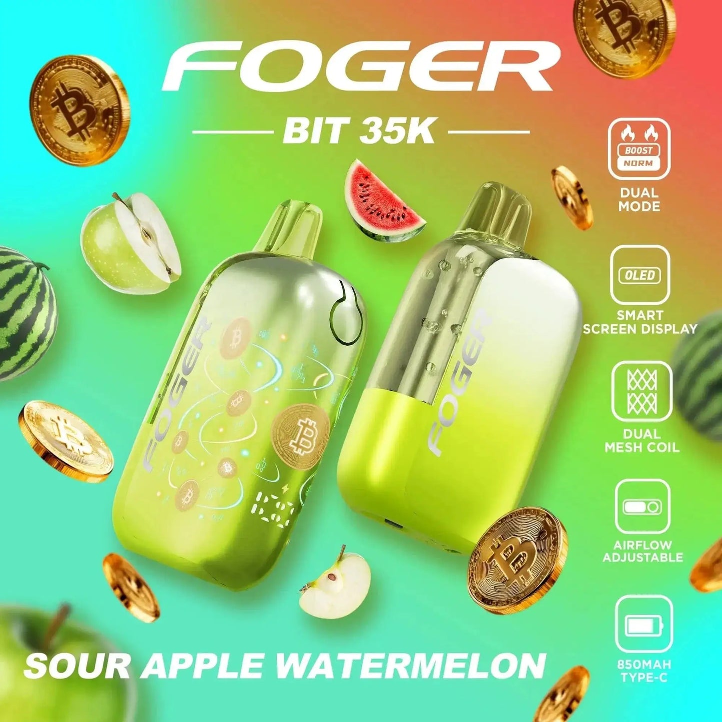 Sour Apple Watermelon - Foger Bit 35k Disposable Vape
