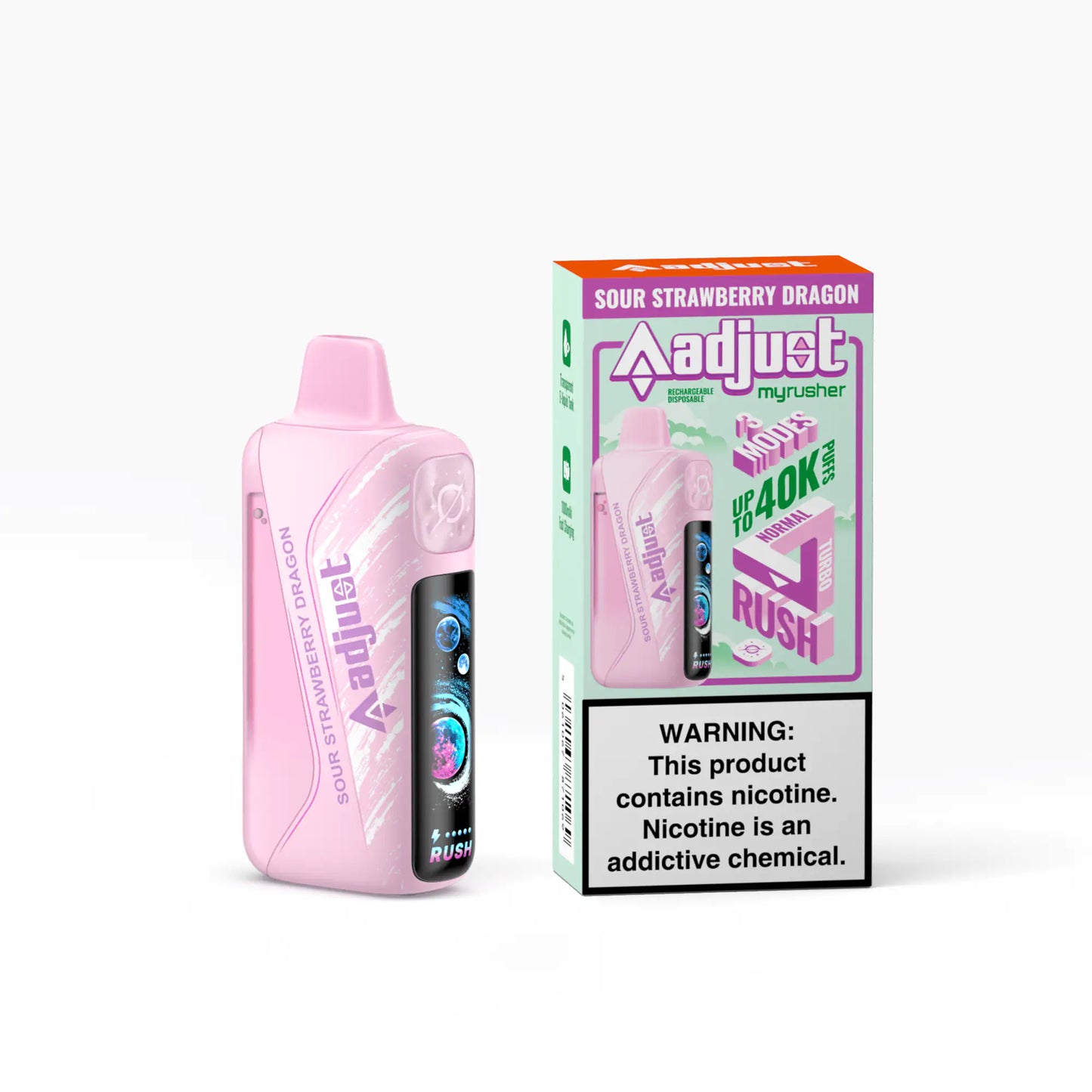 Sour Strawberry Dragon - Adjust Myrusher 40k Disposable Vape
