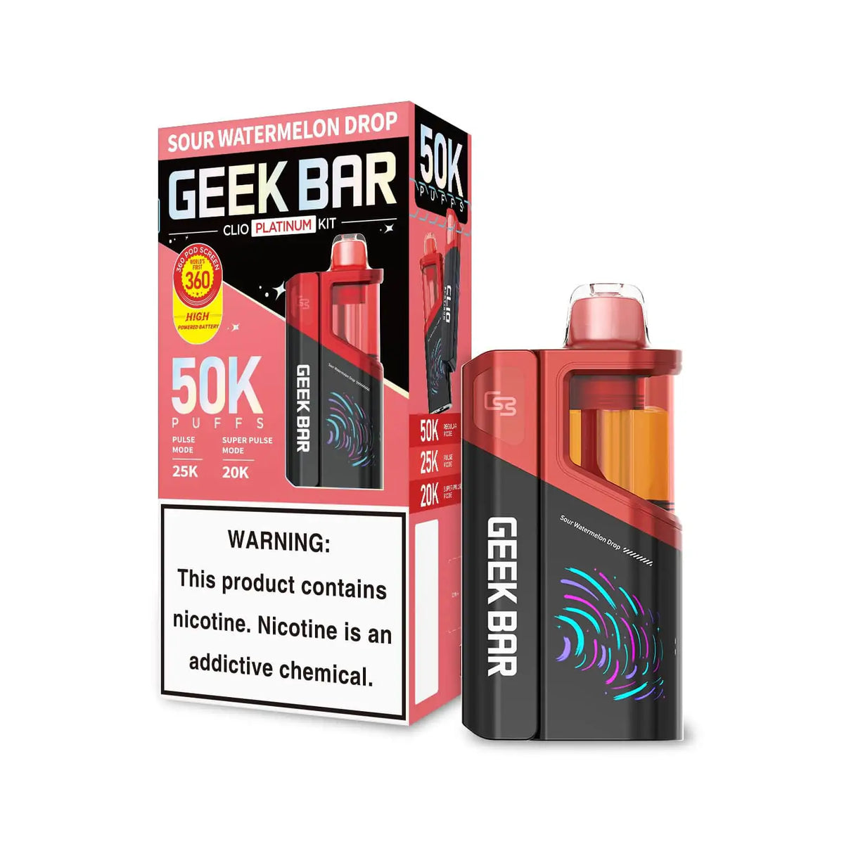 Sour Watermelon Drop - Geek Bar Clio Platinum 50k Disposable Vape Kit