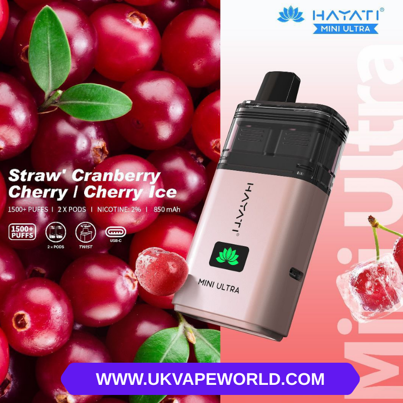 Straw Cranberry Cherry Hayati Mini Ultra 1500 Puff Twist Bar